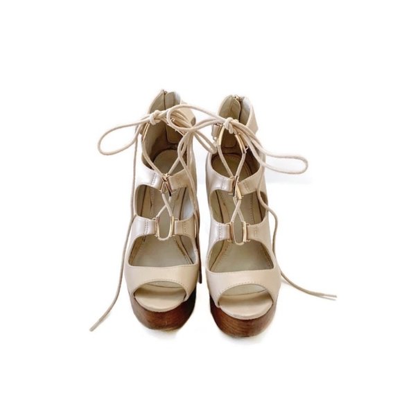 Aldo Cut Out Lace Up Wedge Sandals - Picture 1 of 6